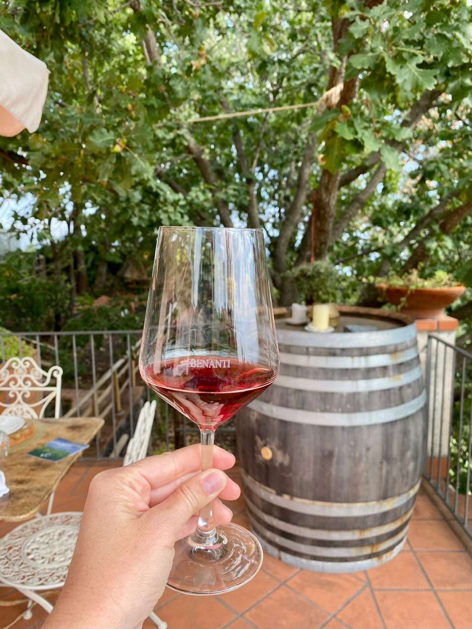 Degustacja wina na Sycylii w malowniczej winnicy.